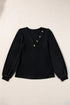 Ribbed V Neck Button Front Puff Sleeve Slim Top