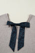 Ribbed V Neck Drop Shoulder Bow Back Long Sleeve Top