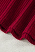 Ribbed V Neck Drop Shoulder Bow Back Long Sleeve Top