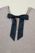 Ribbed V Neck Drop Shoulder Bow Back Long Sleeve Top