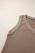 Ribbed V Neck Sleeveless Soft Jersey Knit Tank Top