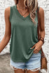 Ribbed V Neck Sleeveless Soft Jersey Knit Tank Top