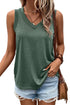 Ribbed V Neck Sleeveless Soft Jersey Knit Tank Top