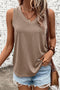 Ribbed V Neck Sleeveless Soft Jersey Knit Tank Top