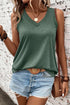 Ribbed V Neck Sleeveless Soft Jersey Knit Tank Top