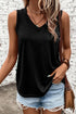 Ribbed V Neck Sleeveless Soft Jersey Knit Tank Top