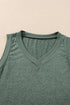 Ribbed V Neck Sleeveless Soft Jersey Knit Tank Top