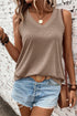 Ribbed V Neck Sleeveless Soft Jersey Knit Tank Top