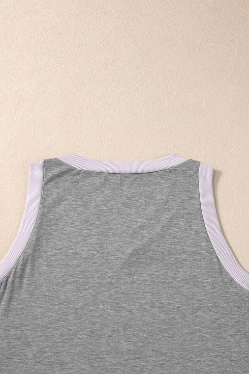 Ribbed V Neck Sleeveless Soft Jersey Knit Tank Top