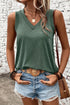 Ribbed V Neck Sleeveless Soft Jersey Knit Tank Top