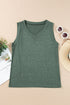 Ribbed V Neck Sleeveless Soft Jersey Knit Tank Top