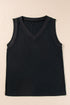 Ribbed V Neck Sleeveless Soft Jersey Knit Tank Top