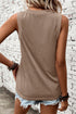 Ribbed V Neck Sleeveless Soft Jersey Knit Tank Top
