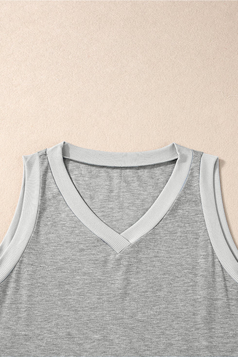 Ribbed V Neck Tank