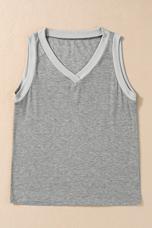 Ribbed V Neck Tank