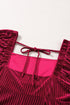 Ribbed Velvet Square Neck Bishop Sleeve Mini Dress