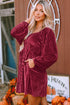 Ribbed Velvet Square Neck Bishop Sleeve Mini Dress