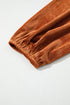 Ribbed Velvet Square Neck Puff Sleeve Slim Fit Top