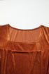 Ribbed Velvet Square Neck Puff Sleeve Slim Fit Top