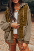 Ribbed Waffle Knit Patchwork Quilted Hooded Jacket