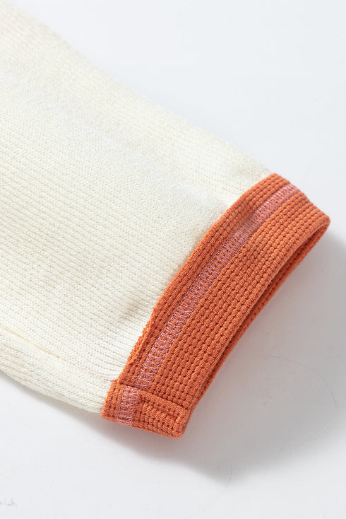 Ribbed Waffle Knit Patchwork Quilted Hooded Jacket