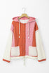 Ribbed Waffle Knit Patchwork Quilted Hooded Jacket