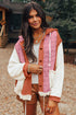 Ribbed Waffle Knit Patchwork Quilted Hooded Jacket