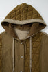 Ribbed Waffle Knit Patchwork Quilted Hooded Jacket