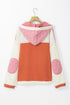 Ribbed Waffle Knit Patchwork Quilted Hooded Jacket