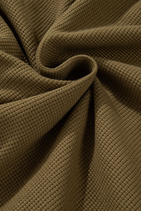 Ribbed Waffle Knit Patchwork Quilted Hooded Jacket