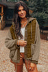 Ribbed Waffle Knit Patchwork Quilted Hooded Jacket