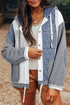 Ribbed Waffle Knit Patchwork Quilted Hooded Jacket