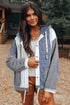 Ribbed Waffle Knit Patchwork Quilted Hooded Jacket