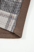 Ribbed Waffle Knit Plaid Patchwork Button Down Hooded Jacket