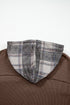 Ribbed Waffle Knit Plaid Patchwork Button Down Hooded Jacket