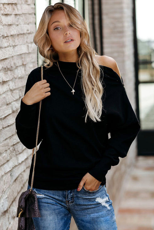 Ribbed Zip Knit Top