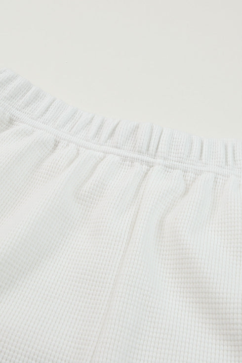 Ribbed Zipper Sweatshirt and High Waist Shorts Set