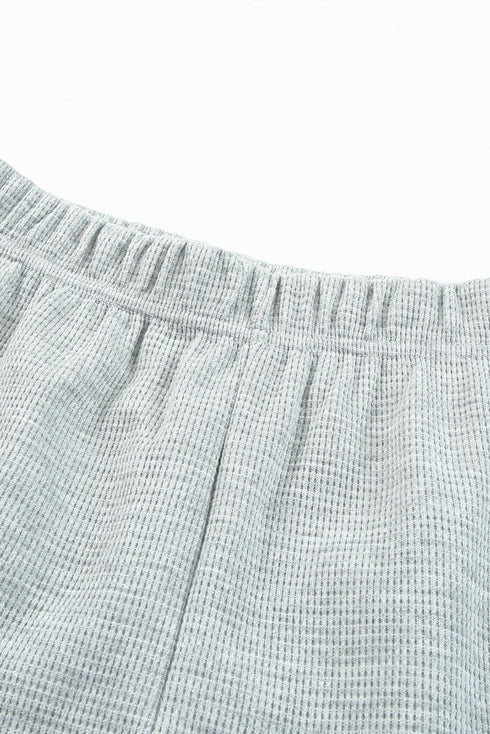 Ribbed Zipper Sweatshirt and High Waist Shorts Set