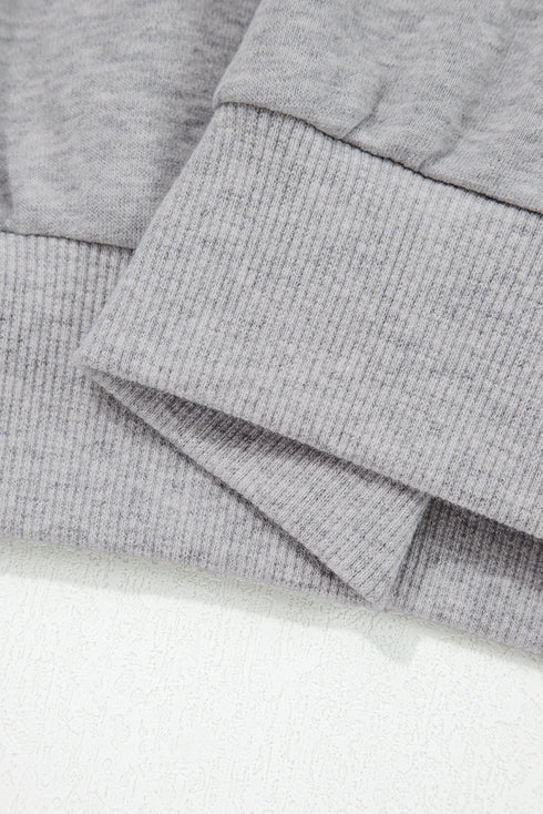 Ribbon Bow Applique Sleeve Drop Shoulder Crewneck Pullover Sweatshirt