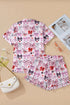 Ribbon Bow Print Ruffled Cami And Short Pajama Set