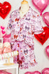 Ribbon Bow Print Ruffled Cami And Short Pajama Set
