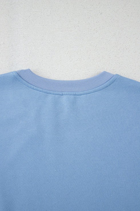 Ribbon Bow Sleeve Crew Neck Pullover Sweatshirt