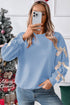 Ribbon Bow Sleeve Crew Neck Pullover Sweatshirt