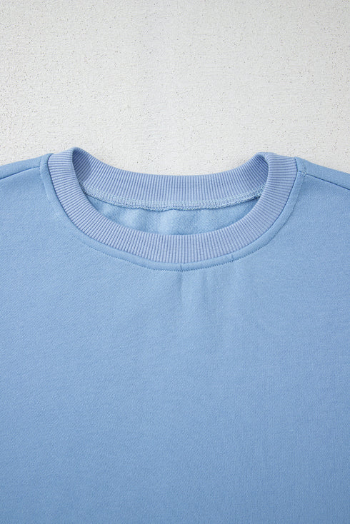 Ribbon Bow Sleeve Crew Neck Pullover Sweatshirt