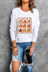 Ribbon Pumpkin Graphic Crew Neck Pullover Sweatshirt