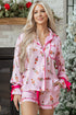 Ribbon Tie Sleeve Nutcracker Pajama Set