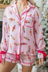 Ribbon Tie Sleeve Nutcracker Pajama Set