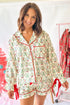 Ribbon Tie Sleeve Nutcracker Pajama Set
