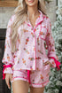 Ribbon Tie Sleeve Nutcracker Pajama Set