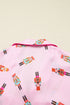 Ribbon Tie Sleeve Nutcracker Pajama Set